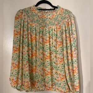 LOFT Floral Smocked Blouse